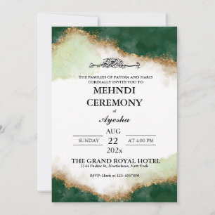 Invitation L'âge de l'or vert Mariage islamique Mehndi