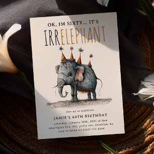 Invitation L'âge est IRRELEPHANT' Funny Whimsical Anniversair