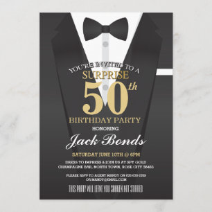 INVITATION L'AGENT SECRET ESPIONNE LA CRAVATE SURPRISE ANNIVE