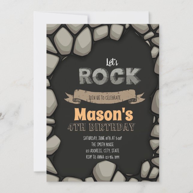 Invitation Laisse l'invitation de partie de roche (Devant)