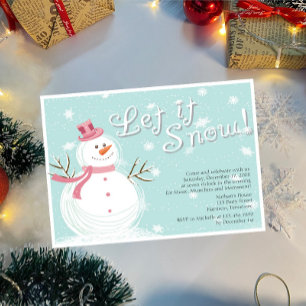 Invitation Laisser la neige mignonne Snowman fête de vacances
