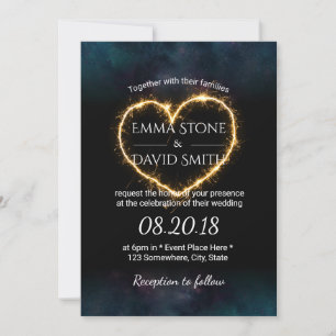 Invitation Laisser l'amour étinceler coeur étincelant Mariage