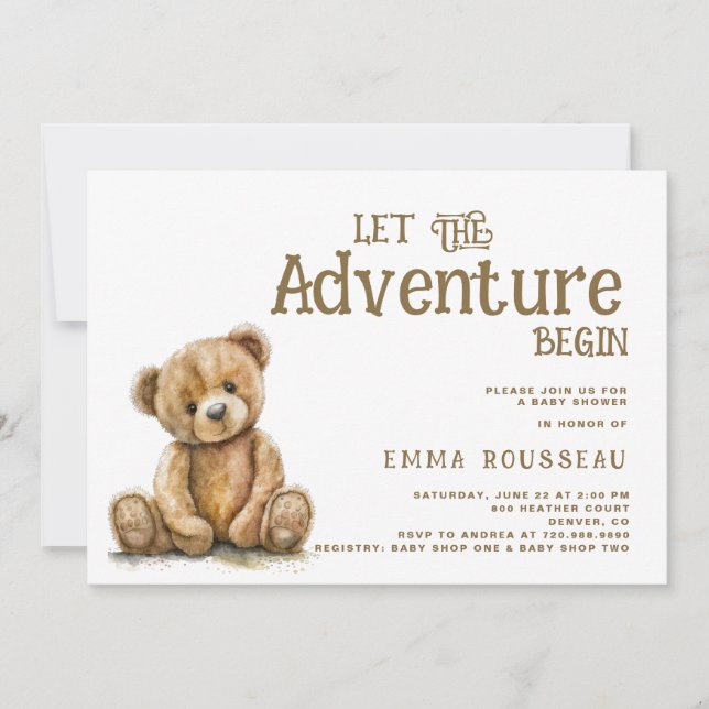 Invitation Laisser L'Aventure Commencer Le Baby shower De L'O (Devant)
