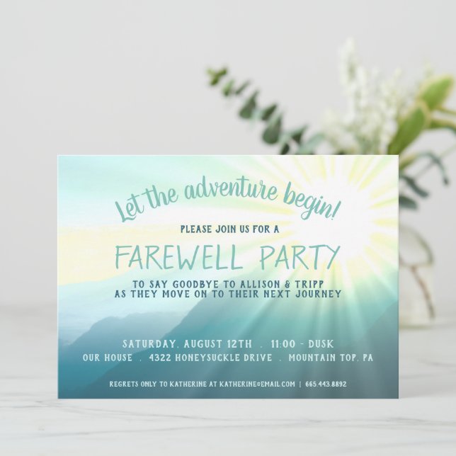 Invitation Laissez l'aventure commencer Sunset Farewell Party (Debout devant)