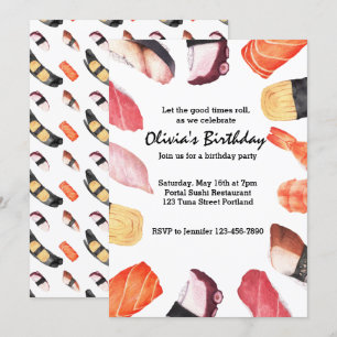 Invitation Laissez les bons moments rouler Fête de sushi Anni