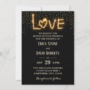 Invitation Laissez Love Sparkle Gold Confetti Mariage moderne