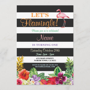 Invitation Laissez-nous Flamant rose de Flamingle n'importe