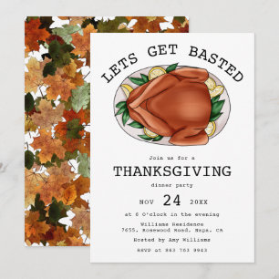 Invitation Laissons Basé Rôti Turquie Thanksgiving Dîner