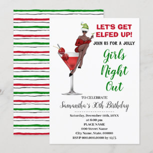 Invitation Laissons Elfed Up Xmas Girls nuit dehors Anniversa