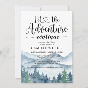 Invitation Laissons l'aventure continuer le Baby shower fores