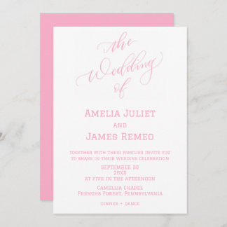 Invitation Lait de fraise moderne et blanc Mariage simple