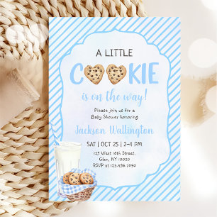 Invitation Lait et biscuits Blue Baby Boy Shower Party