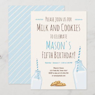 Invitation Lait et biscuits Blue Boy Fête d'anniversaire