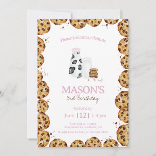 Invitation Lait et biscuits crumb rose fête d'anniversaire