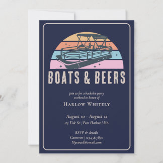 Invitation Lake House Bateaux nautiques Beers Bachelor Party