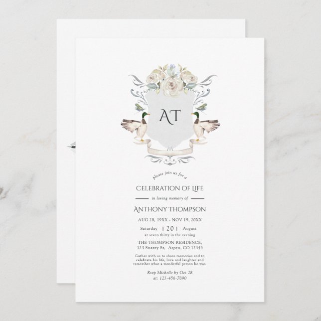 Invitation Lakeside Monogram Crest Crest Célébration de la vi (Devant / Derrière)