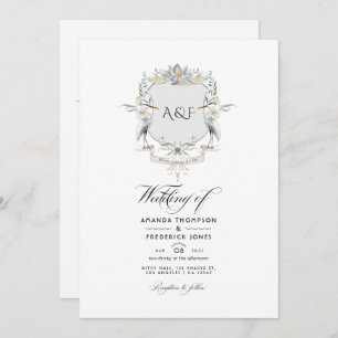 Invitation Lakeside Monogram Laurel Crest Mariage