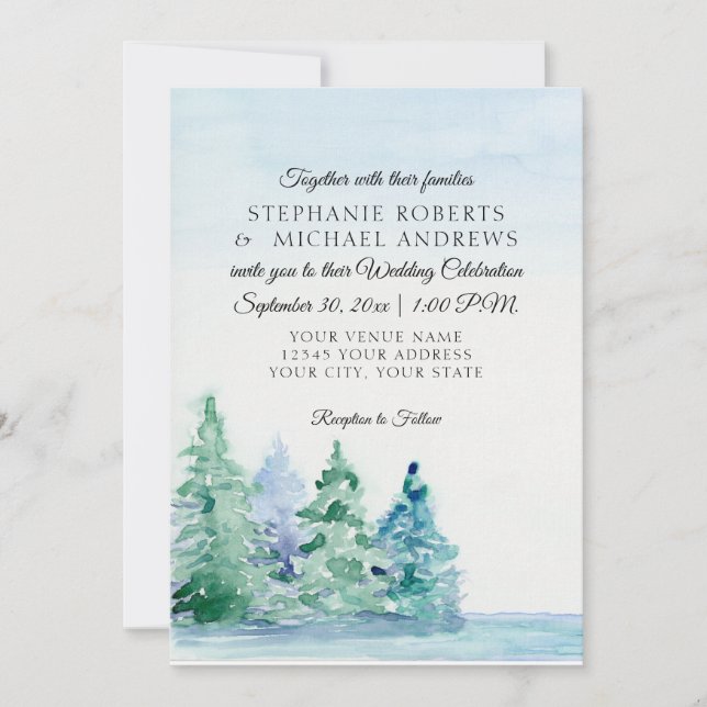 Invitation Lakeside Mountain Tall Pines Mariage extérieur (Devant)