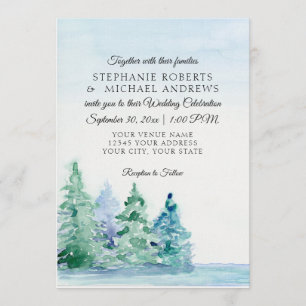Invitation Lakeside Mountain Tall Pines Mariage extérieur