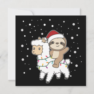 Invitation Lama de paresseux Noël Neige Animaux d'
