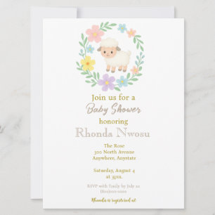 Invitation Lambe Baby shower de printemps à l'intérieur de la