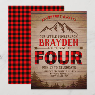 Invitation Lamberjack Buffalo Plaid Outdoor Quatrième anniver