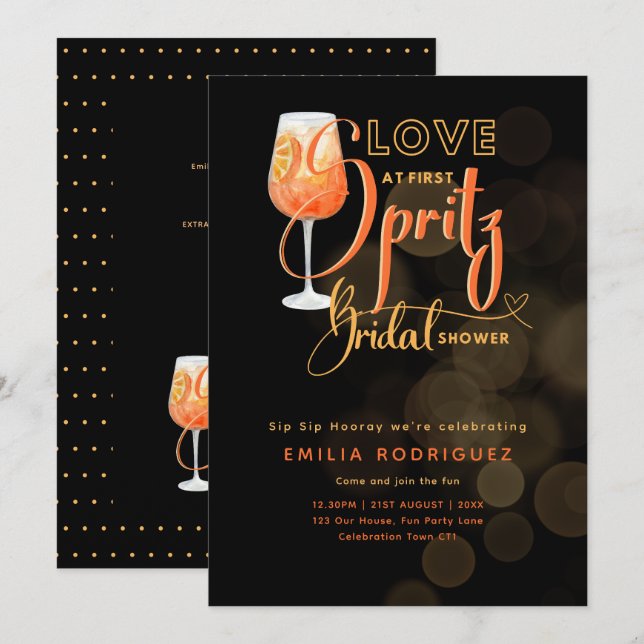 Invitation L'amour à la première Fête des mariées orange mode (Devant / Derrière)