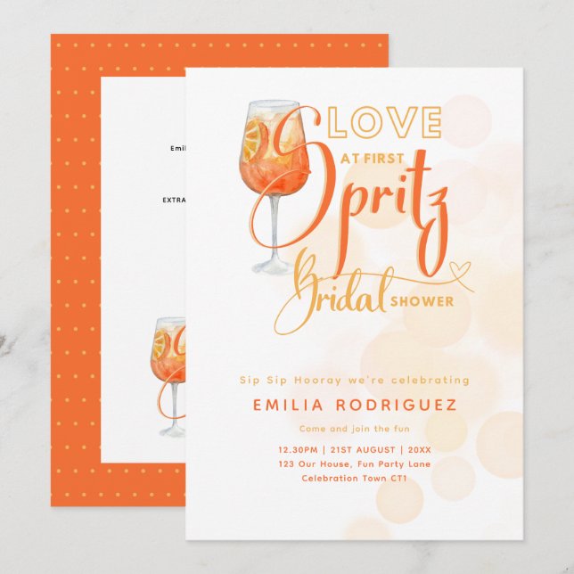 Invitation L'amour à la première Fête des mariées orange mode (Devant / Derrière)