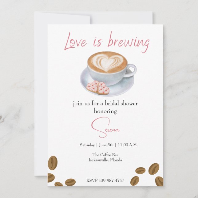 Invitation L'amour brasse, café douche nuptiale (Devant)