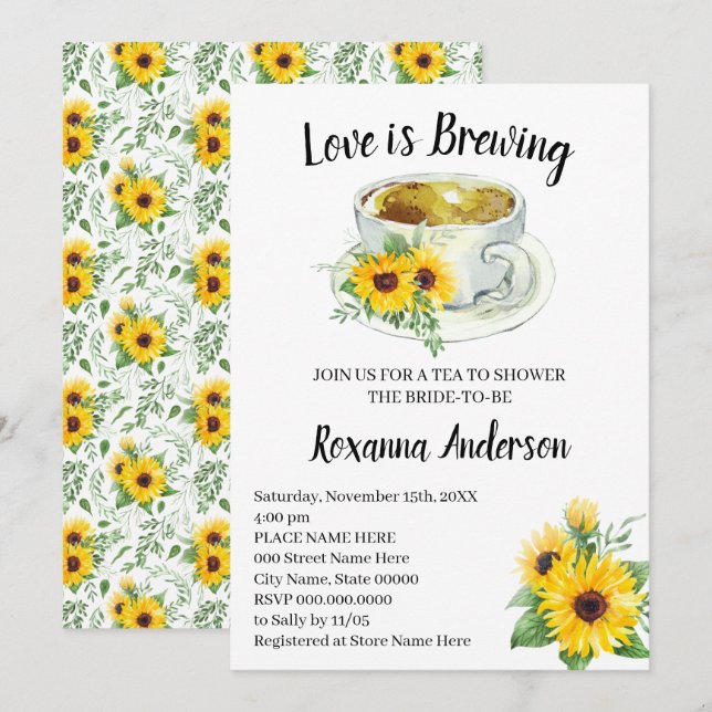 Invitation L'amour brasse des tournesols Fête des mariées de  (Devant / Derrière)
