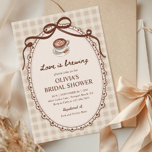 Invitation L'amour brasse En vichy Fête des mariées café