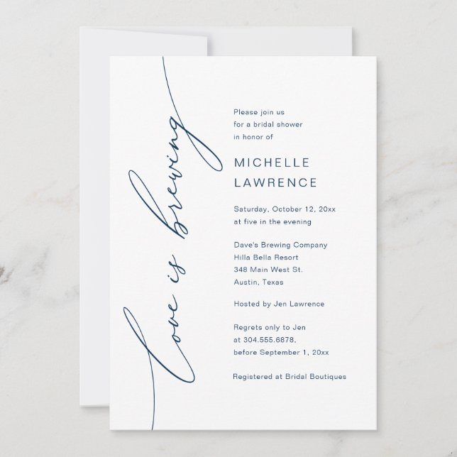 Invitation L'amour brasse, fête de la Fête des mariées (Devant)