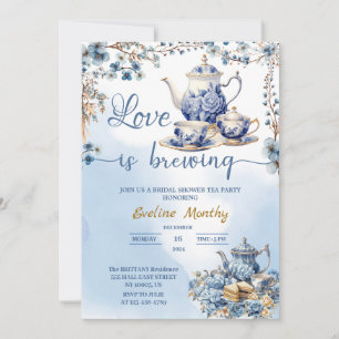 Invitation l'amour brasse fête délft bleu floral Chinoiseri