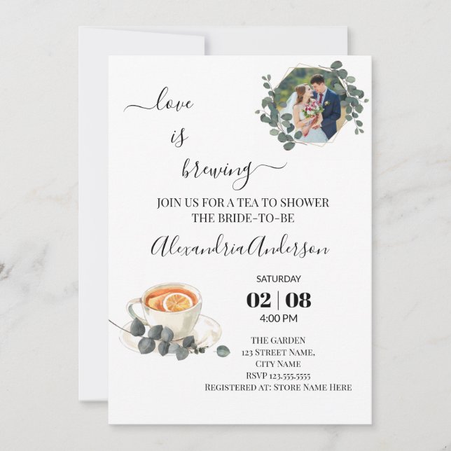 Invitation L'amour brasse Fête des mariées La verdure Eucalyp (Devant)