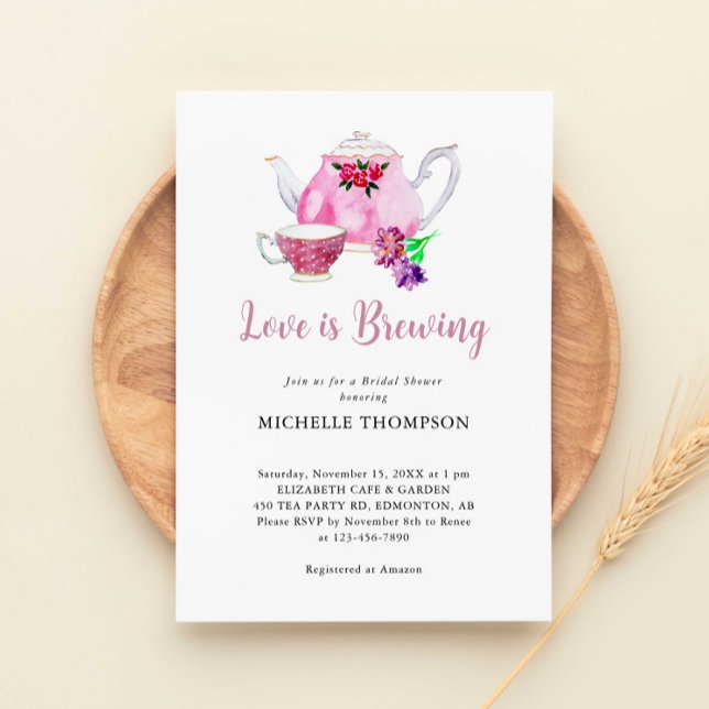 Invitation L'amour brasse Fête des mariées Tea Party Floral (Créateur téléchargé)