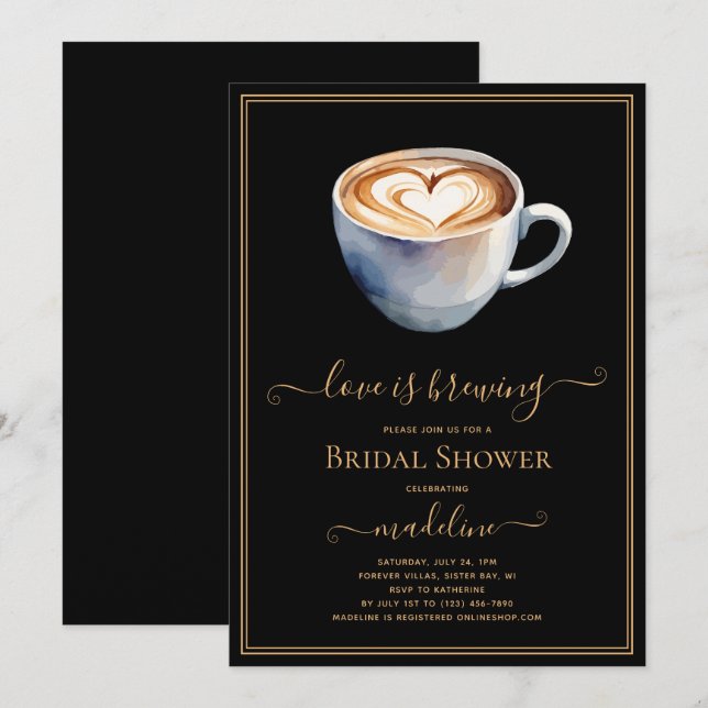 Invitation L'amour brasse la Fête des mariées de café (Devant / Derrière)