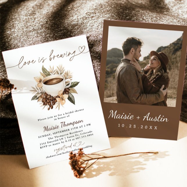 Invitation L'amour brasse la Fête des mariées de café (Créateur téléchargé)