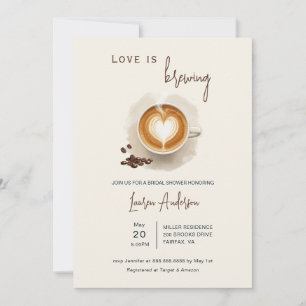 Invitation L'amour brasse la Fête des mariées de café dans