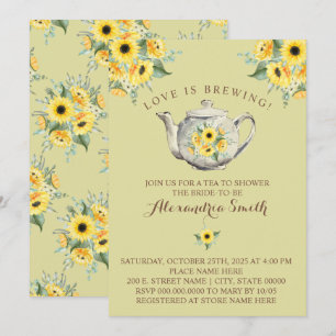 Invitation L'amour brasse la Fête des mariées de thé Fleurs d