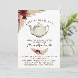 Invitation L'amour brasse la Fête des mariées de thé Pampas G