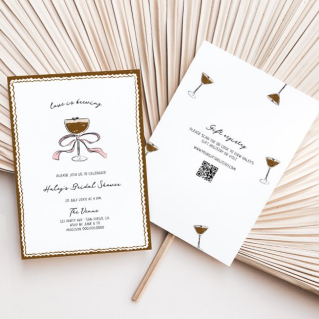 Invitation L'amour brasse la Fête des mariées Espresso Martin (Créateur téléchargé)