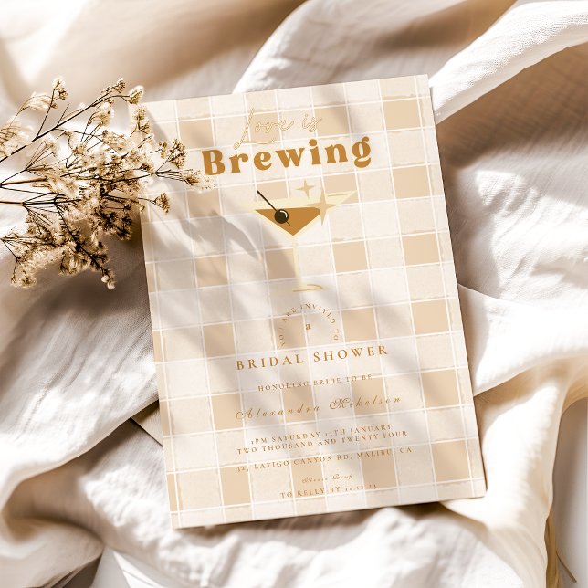 Invitation L'amour brasse la Fête des mariées Espresso Martin (Créateur téléchargé)