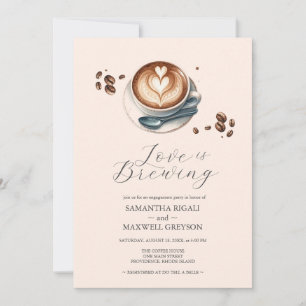 Invitation L'amour brasse la partie d'engagement du café