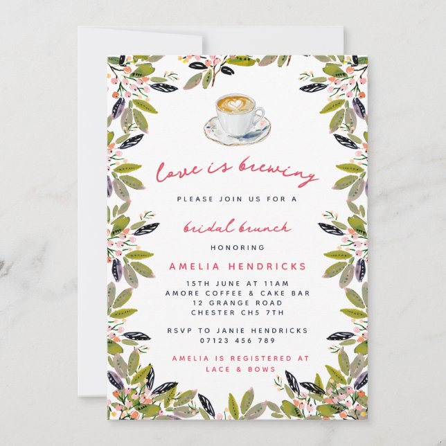 Invitation L'amour brasse le café Brunch nuptial (Devant)