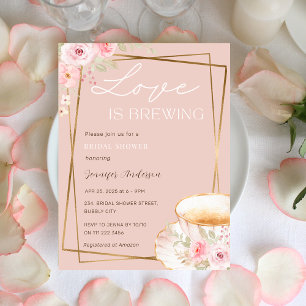 Invitation L'amour brasse le thé Jardin Fête des mariées de f