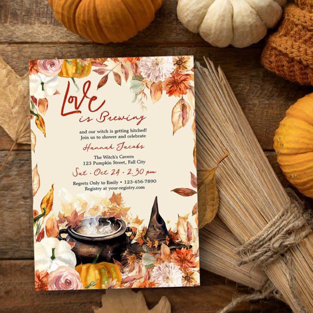 Invitation L'amour brasse Sorcière Cauldron Fête des mariées  (Love is Brewing Fall Witching Season Bridal Shower Invitation by Darling & May)