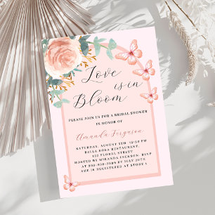 Invitation L'amour dans Bloom rose papillon Fête des mariées