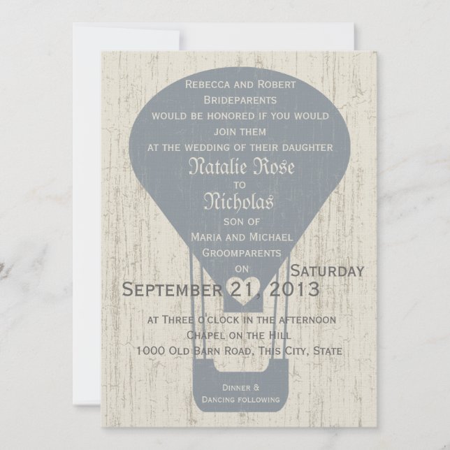 Invitation L'amour dans le Mariage du ballon à air (Devant)