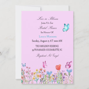 Invitation L'amour dans les papillons en fleurs Fête des mari