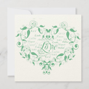 Invitation L'amour dans n'importe quelle langue Mint Green Fa